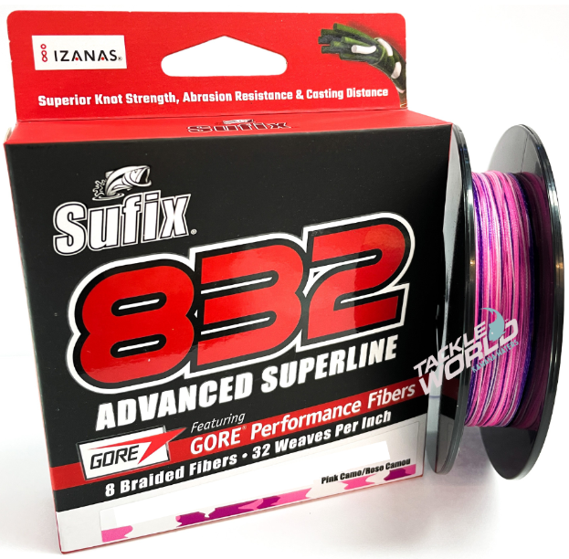 300yd Spool of 50lb Sufix 832 Superline Braided Fishing Line - Pink Braid